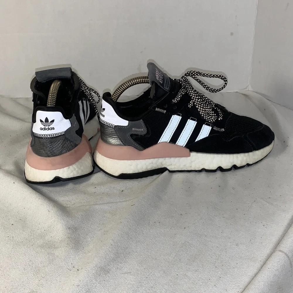 Adidas Women’s Nite Jogger ‘Reptile Pack’ Black Sneakers with Pink Accents
